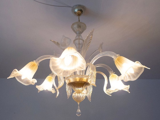 Image 1 of Murano Glas Kronleuchter, Lüster 6-Flammig