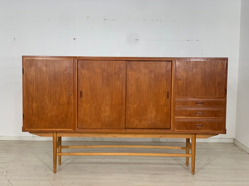 Mueble alto danés de teca, mueble de salón vintage