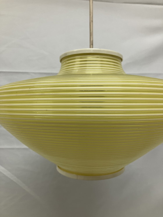 Image 1 of Lampada a sospensione di design in plastica gialla Rotaflex, anni '60