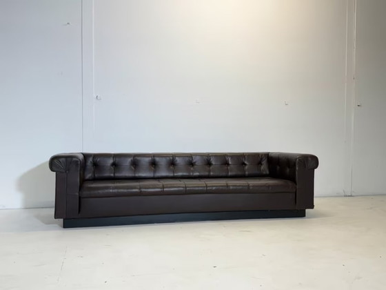 Image 1 of Edward Wormley Dunbar Leather Sofa Party 5407 Couch Armchair