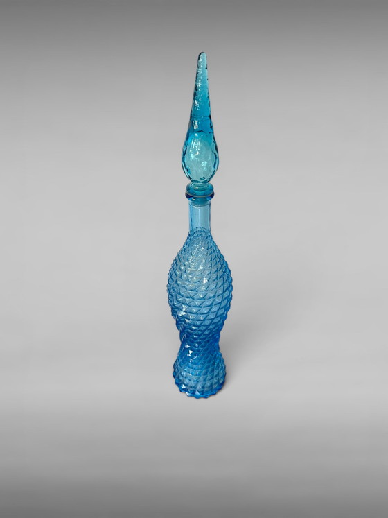 Image 1 of Caraffa in vetro vintage Empoli modello "Genie" con tappo a fiamma - anni '60, Italia