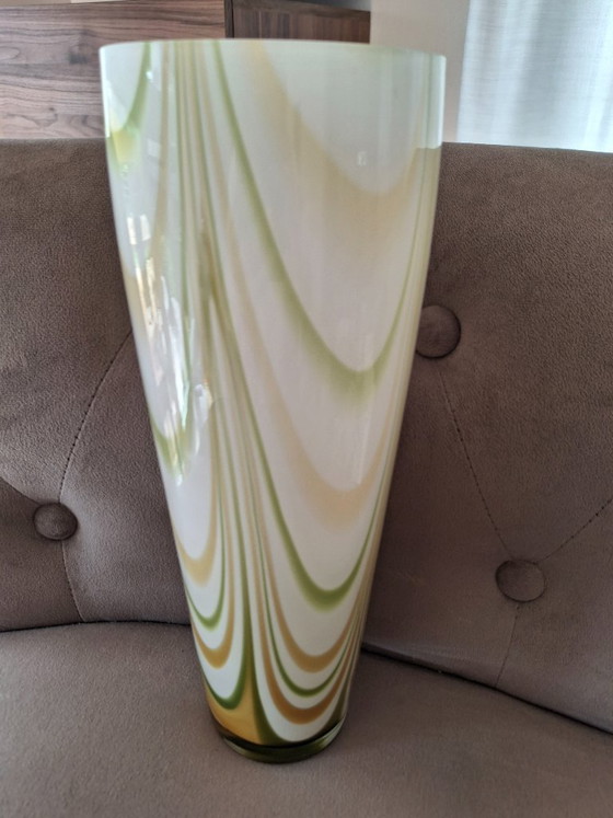 Image 1 of Vintage opal glass vase by Carlo Moretti from Murano (Italy).