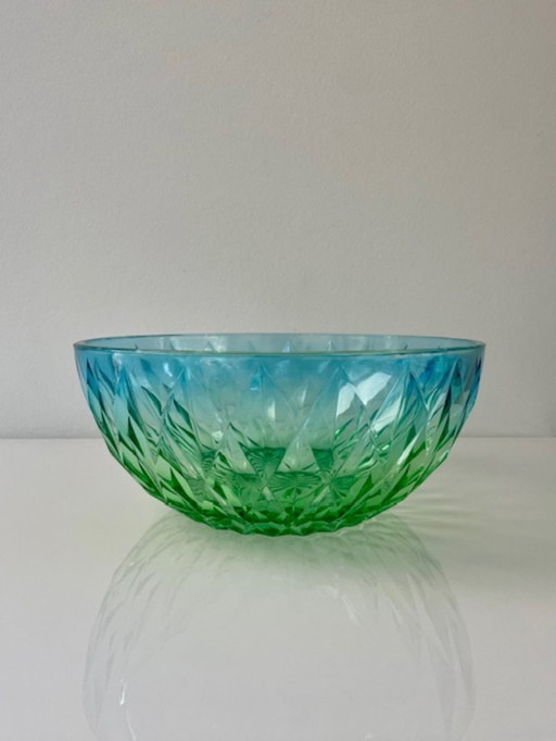 Glazen design schaal blauw groen verloop 23 cm