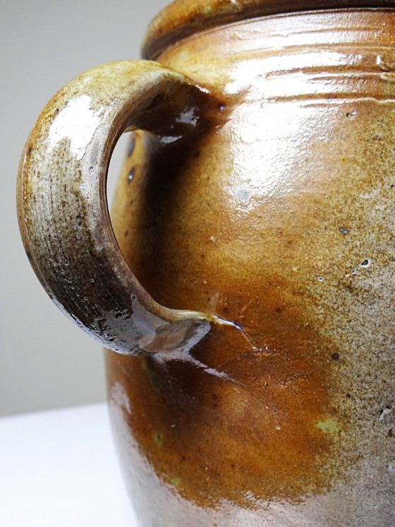 Pot ancien en grès de Puisaye à deux anses, fin XIXe-début XXe, Objets déco, Céramique, Marron, Rustic (photo 7 sur 11)