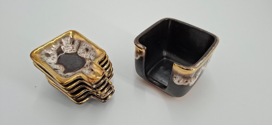 Image 1 of Set of 6 ceramic ashtrays and ashtray holders