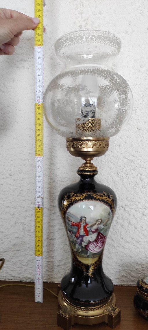 Set of Decor de sèvres - Clock, lamp, jewelry box