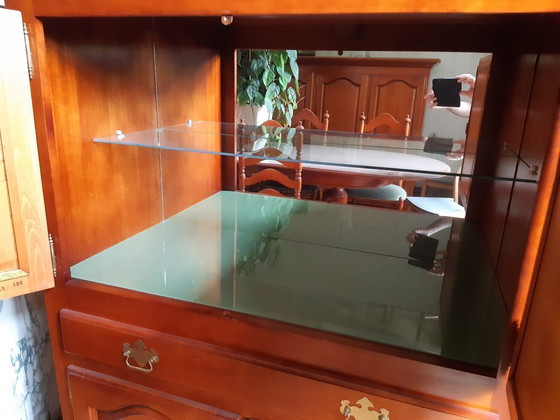Image 1 of Cherry dining room with table, 6 chairs, bar cabinet and sideboard