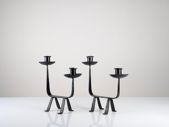 Image 1 of Pair of Wrought Iron Candleholders, 1950s
