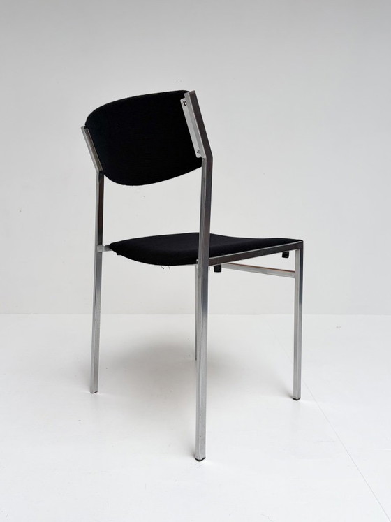 Lot de 4 chaises empilables Gijs van der Sluis, années 1970 – Chaises de salle à manger, Textile (photo 8 of 12)