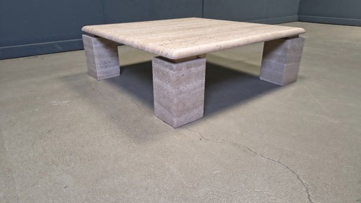 Table basse en travertin, années 1970, Italie