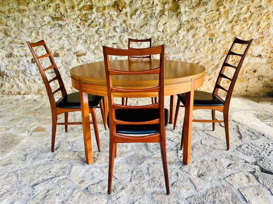 Image 1 of Mid-Century Extendable Teak Dining Table with Butterfly Leaf, By Van Pelt, 1960s
