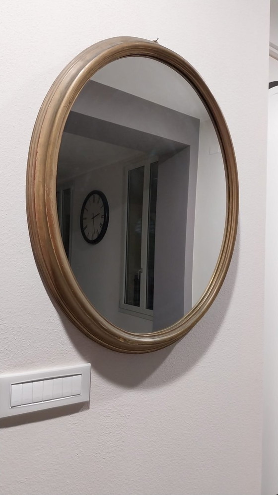 Image 1 of Vintage Oval Gold Mirror 80 cm – Wide Elegant Frame