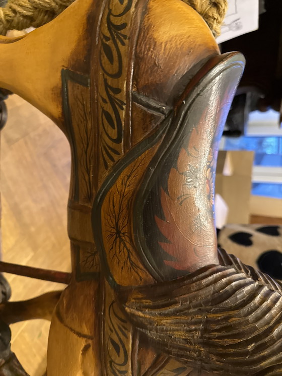 Image 1 of Rare Antique Wooden Rocking Horse – Hand Carved – ca. 1900–1920