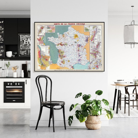 Image 1 of Vins de France 1949 - Carte vintage des Régions Vinicoles - (84.1 x 118.9 cm)