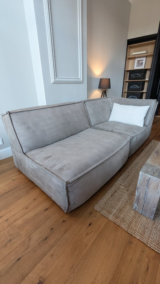 Image 1 of Modulaire hoekbank (Goossens Jim) Micro Leer Alcamara Licht Grijs