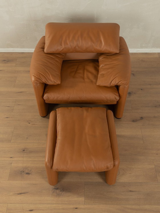 Image 1 of 675 MARALUNGA fauteuil & poef, Vico Magistretti, Cassina, jaren 70, Vintage