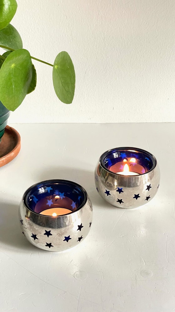 Image 1 of PHOTOPHORES Métal Argenté et Etoiles