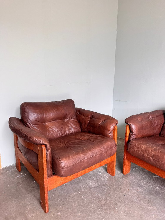 Niels Eilersen Ensemble vintage danois avec canapé et 2 chaises des années 1960 – Coins salon, Leather, Wood (photo 5 of 7)