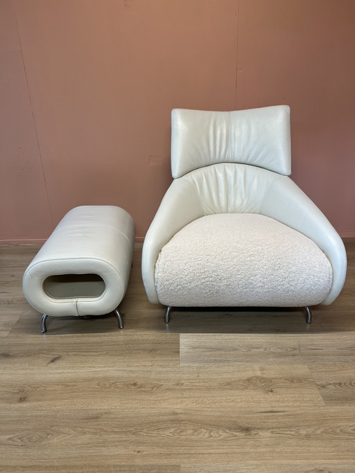 Fauteuil Leolux Solymi avec repose-pieds – récemment retapissé – un classique du design