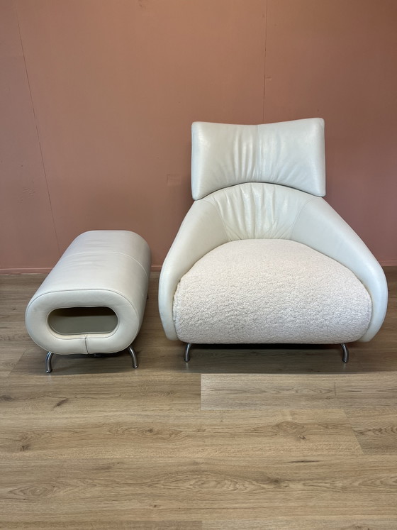 Image 1 of Fauteuil Leolux Solymi avec repose-pieds – récemment retapissé – un classique du design