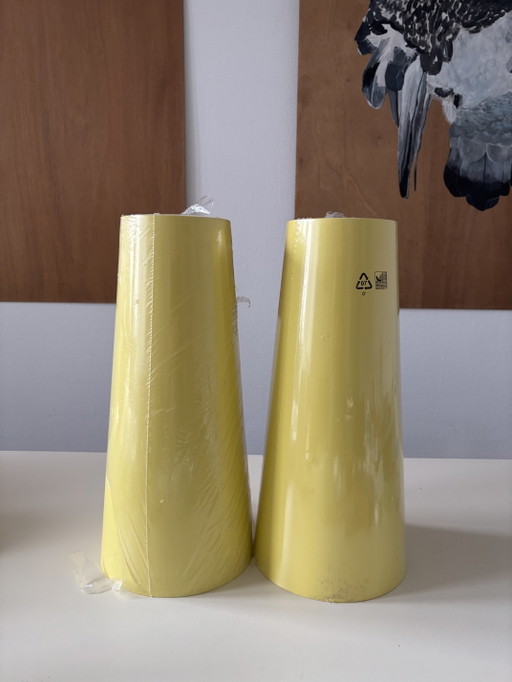 2x vintage ikea 2000 hanglamp cilinder boter geel
