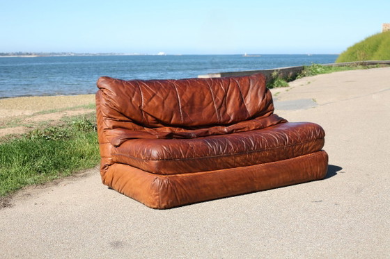 Canapé cuir vintage années 70 convertible – Canapés 2 places, Leather (photo 2 of 24)