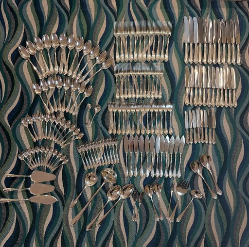 Original BSF Besteck-Set Englisch Chippendale – 156 Teile – 800er Silber – Top Zustand – besteksets, Silver