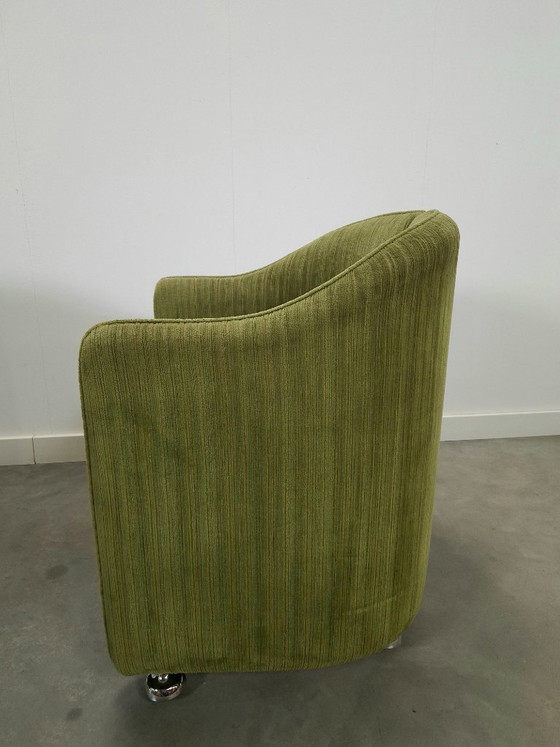 Image 1 of Set groene cocktail stoelen met chromen wielen
