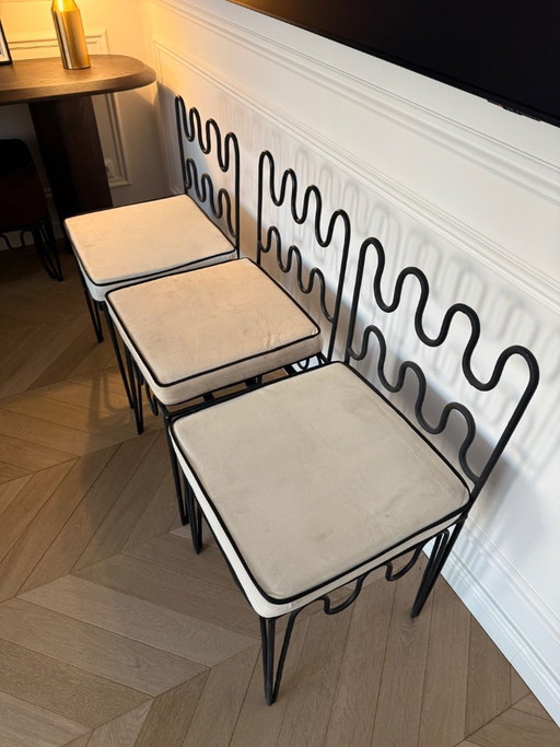 Set Van Drie IJzeren Eettafelstoelen – eetkamerstoelen, Cast Iron (photo 2 of 5)