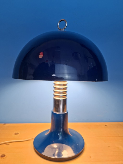 Large deep blue Spanish mushroom table lamp