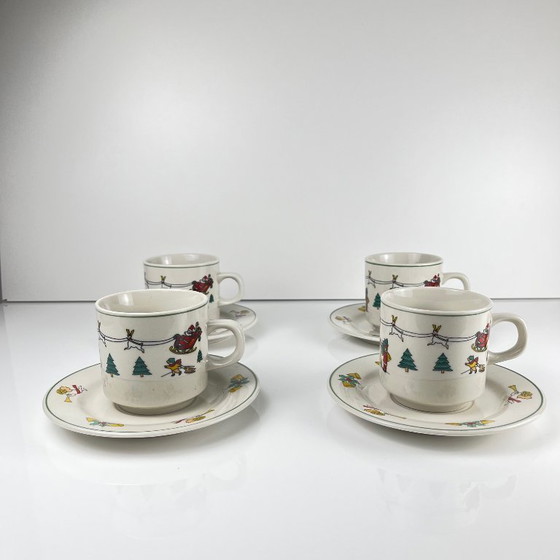 Image 1 of set per 4 persone tazza da caffè/tè natalizia , 1980
