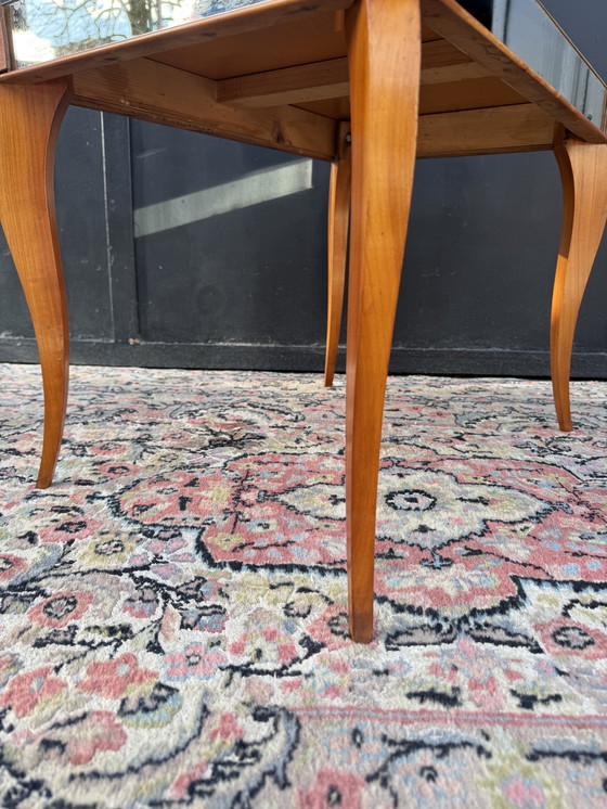 Image 1 of Small wooden coffee table and mirror from the 1950s