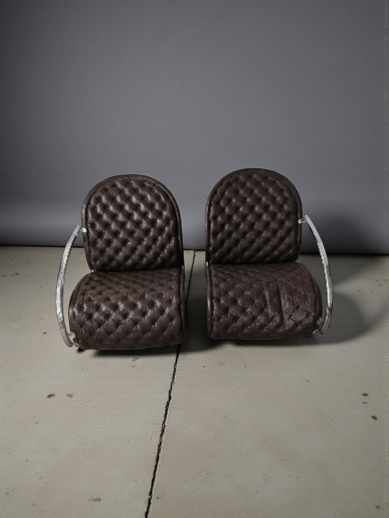 Image 1 of 2er Set Verner Panton Chair Sessel Modell G System 1-2-3 Denmark Loungesessel Made von Fritz Hansen in Denmark 1970er Jahre