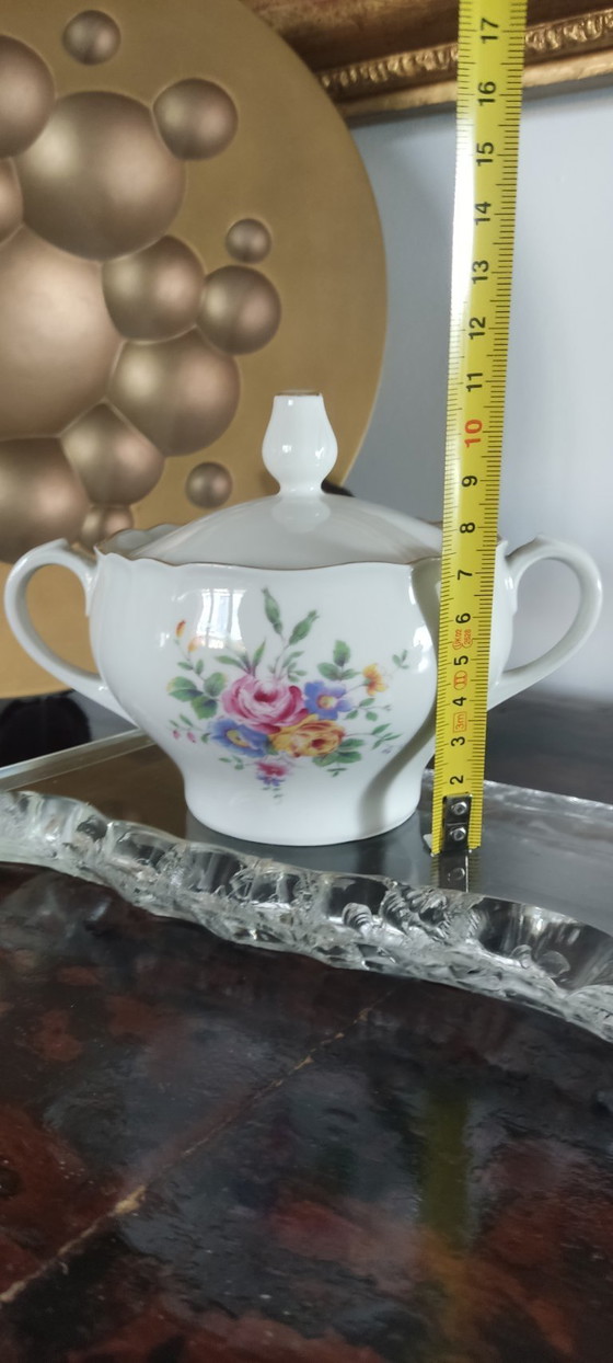 Image 1 of Zuccheriera Vintage Richard Ginori - Porcellana Italiana con Bordatura in Oro