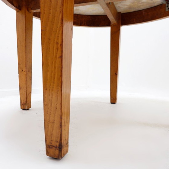 Image 1 of Round wooden coffee table with an Aleppo breccia marble top