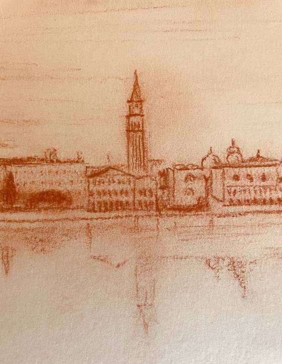 Image 1 of Signed Sanguine Landscape View of Venice Saint Mark's Square Venice
