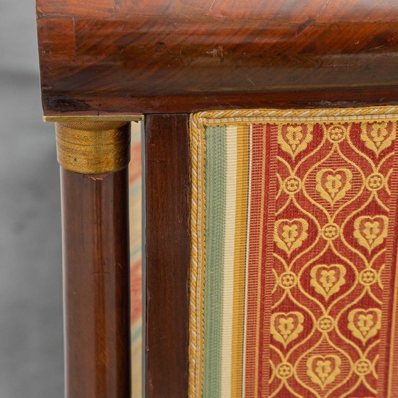 Image 1 of 3 SEATER VINTAGE WOODEN SOFA WITH STRIPED FABRIC FROM THE 50S, CLASSIC AND ELEGANT