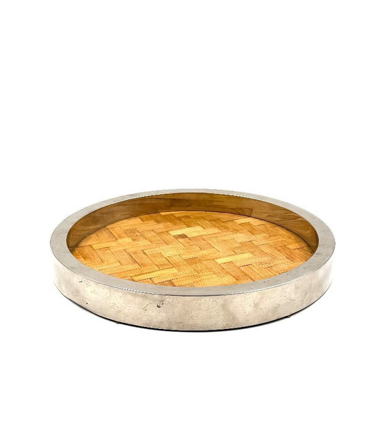 Image 1 of Hollywood regency bamboo and brass tray, Italy 1970s