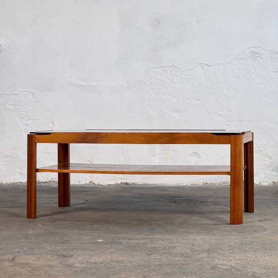 Image 1 of Mid-Century Modern Myers salontafel van teakhout en gerookt glas, 1960