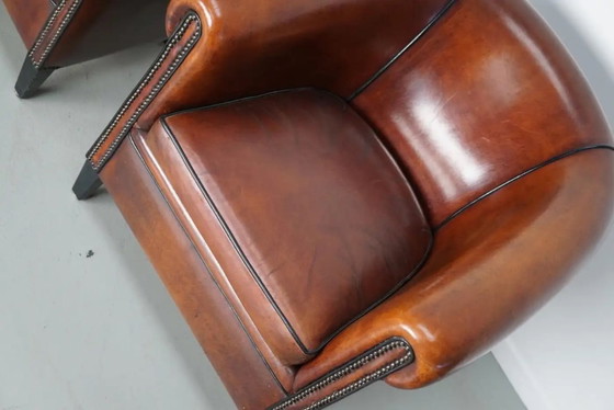 Image 1 of Poltrone club olandesi vintage in pelle color cognac, set da 2