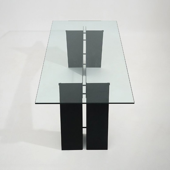 Image 1 of Glass and black metal table, 1970s