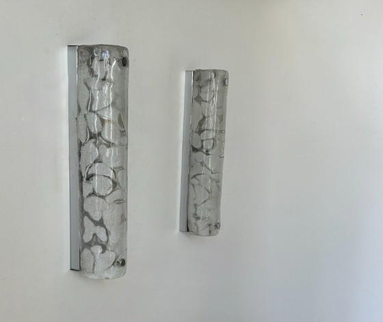 Image 1 of Paire d'appliques vintage en verre murano et métal chromé, Italie, 1960