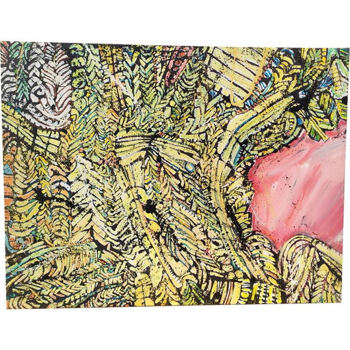 Acrilyc vintage sur toile de Victor Laks, 1972