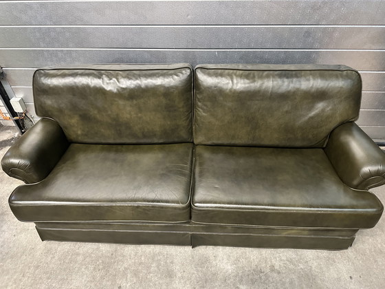 Image 1 of Sofá de 3 plazas de cuero verde musgo DEM Furniture Factory