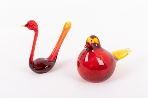 Schwedische Glaskunst-Vogelskulpturen aus Bergdala, 1970er Jahre