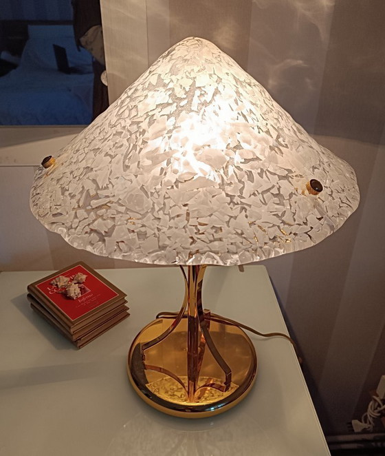 Image 1 of MURANO Large 46cm Table Lamp by Sylcom - Broken Ice Effect - Handmade - Made in Italy New