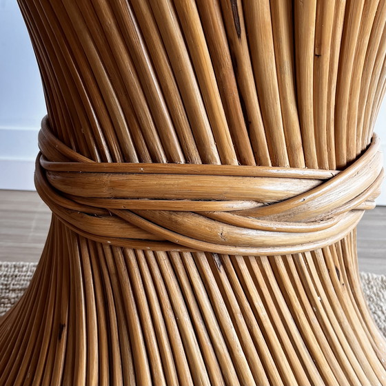 Image 1 of McGuire Rattan Bamboo Sheaf of Wheat Dining Table American Design
