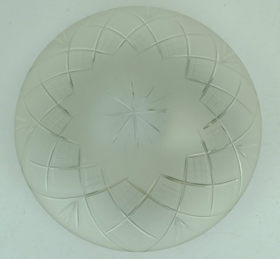 Image 1 of small CEILING FIXTURE or sconce 70s etched glass geometric pattern