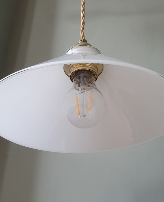Set di 2 Lampade a sospensione Vintage in vetro opalino – Metallo (photo 12 of 17)