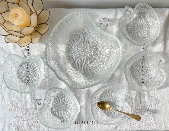 Set Dessert Vintage en Verre Pomme – 1 Grand Bol + 5 Petits Bols – Glass, Retro (photo 2 of 11)